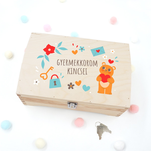 Fa emlékdoboz "Gyermekkorom kincsei" Fa emlékdoboz "Gyermekkorom kincsei"