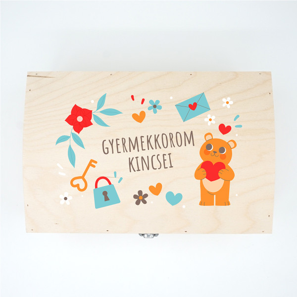 Fa emlékdoboz "Gyermekkorom kincsei" Fa emlékdoboz "Gyermekkorom kincsei"
