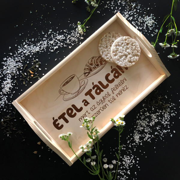Fa reggeliző tálca "Étel a tálcán" Fa reggeliző tálca "Étel a tálcán"