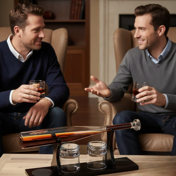 Dekanter szett állvánnyal és 4 pohárral "Baseball bat"