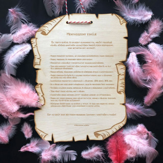 Gravírozott fatábla "Menyasszony esküje"