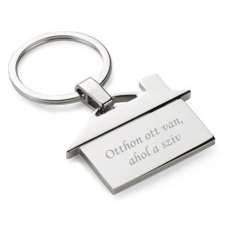 Gravírozott kulcstartó "Otthon ott van, ahol a szív"