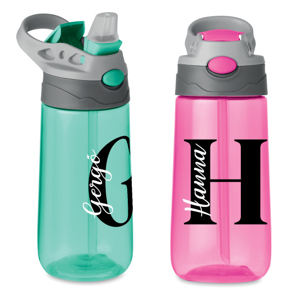 Gyerekek számára készült színes vízpalack a választott névvel (450ml)