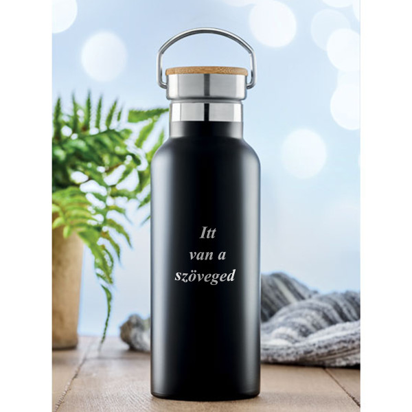 "HELSINKI" feliratú fém vizes palack, egyedi gravírozással (500ml)