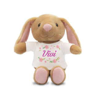 Plüss nyúl "Virágok" a választott névvel (18 cm)