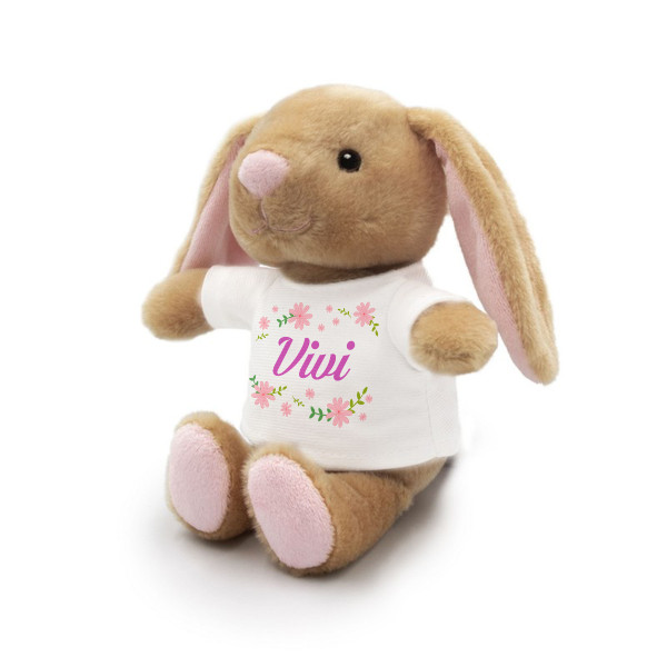 Plüss nyúl "Virágok" a választott névvel (18 cm) Plüss nyúl "Virágok" a választott névvel (18 cm)