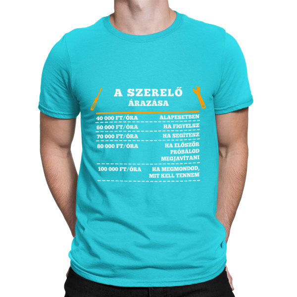 Póló "A szerelő árlistája"
