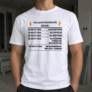 Póló "Villanyszerelői árak"