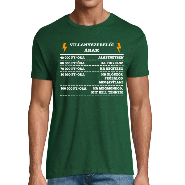 Póló "Villanyszerelői árak"