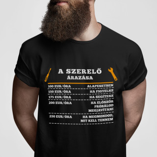 Póló "A szerelő árlistája"