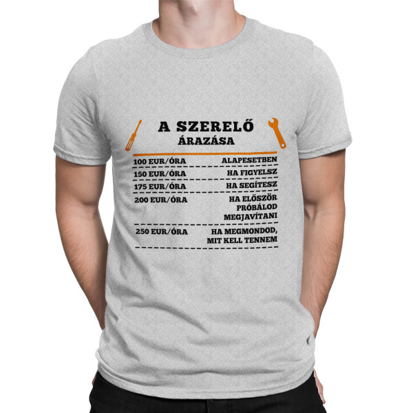 Póló "A szerelő árlistája"