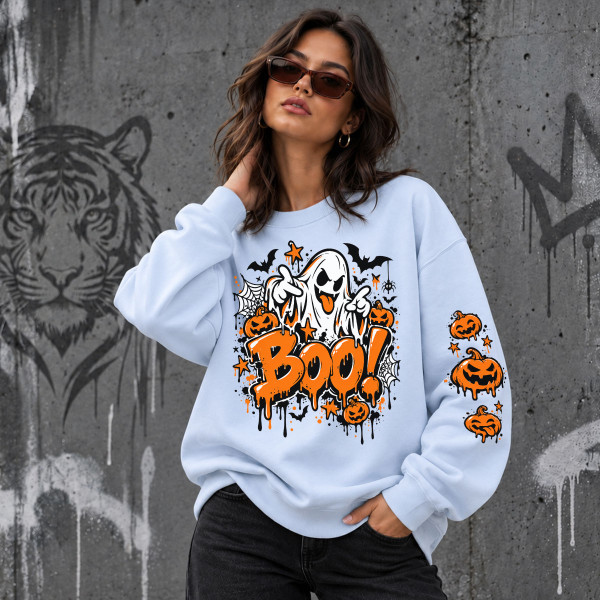 Uniszex pasztell pulóver – "Boo!"