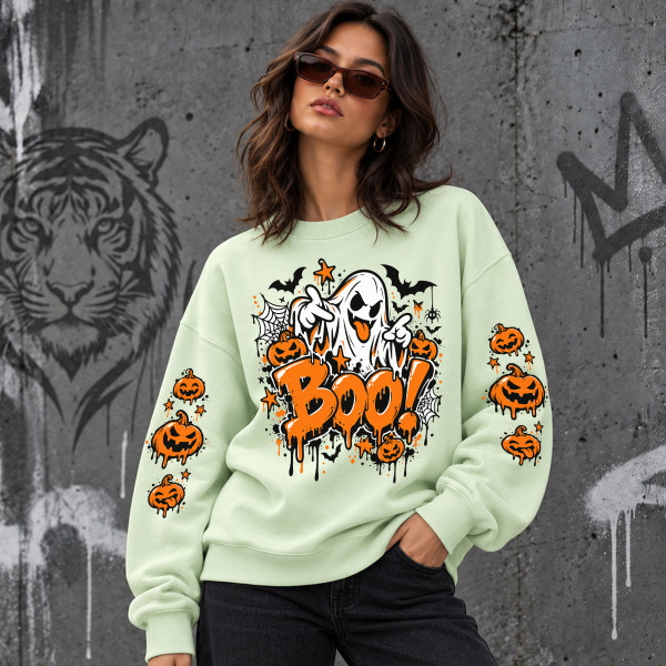 Uniszex pasztell pulóver – "Boo!"