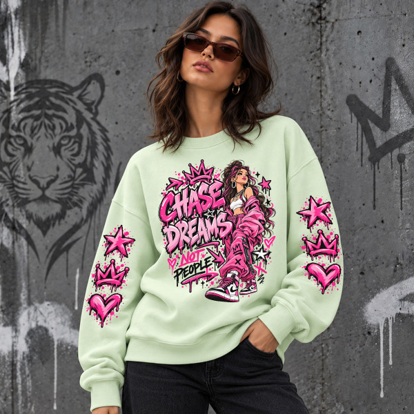 Uniszex pasztell pulóver – "Chase dreams, not people"