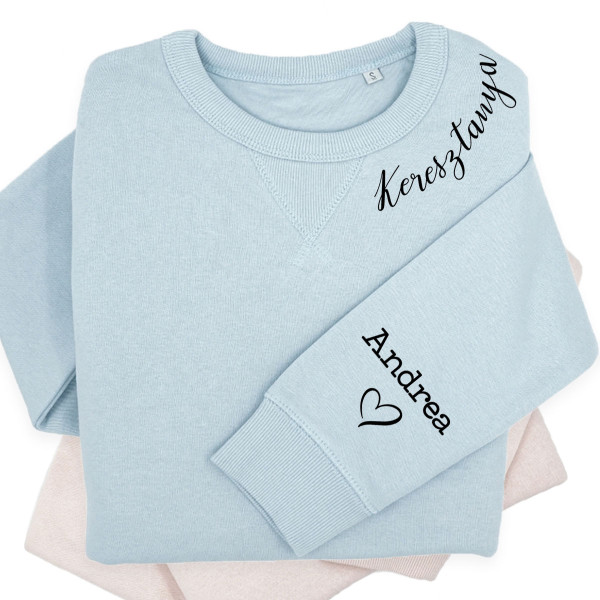 UNISEX pasztell "Sully" pulóver "Keresztanya" gyereknevekkel az ujján