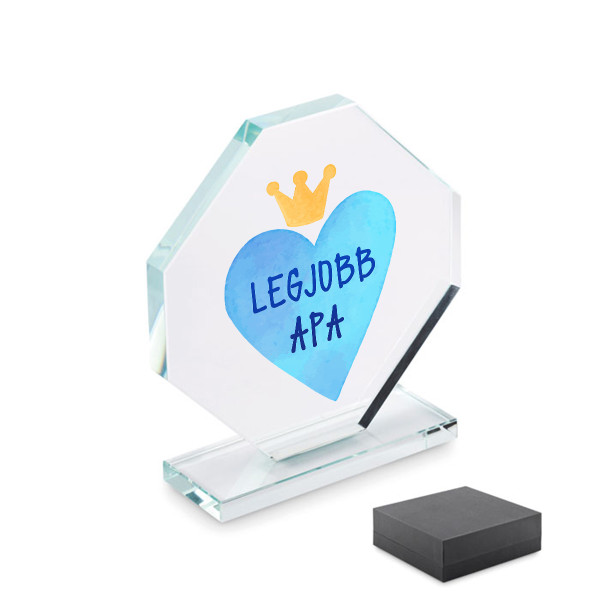 Üveg trófea ajándékdobozban "Legjobb apa"