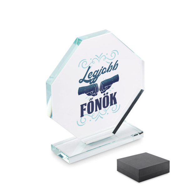 Üveg trófea ajándékdobozban "Legjobb főnök" Üveg trófea ajándékdobozban "Legjobb főnök"