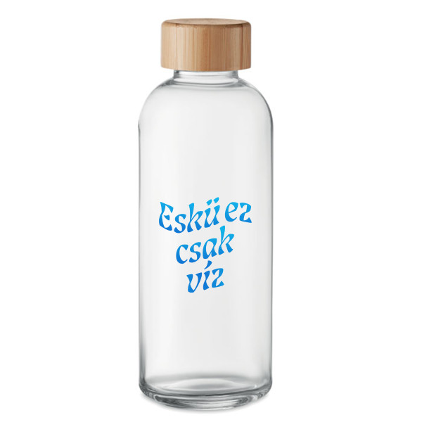 Üveg vizes kulacs "Eskü ez csak víz" (650ml)