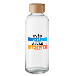 Üveg vizes kulacs "Evés, Edzés, Alvás, Ismétlés" (650ml)