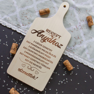 Vágódeszka fogantyúval "Recept anyához" (30cm)