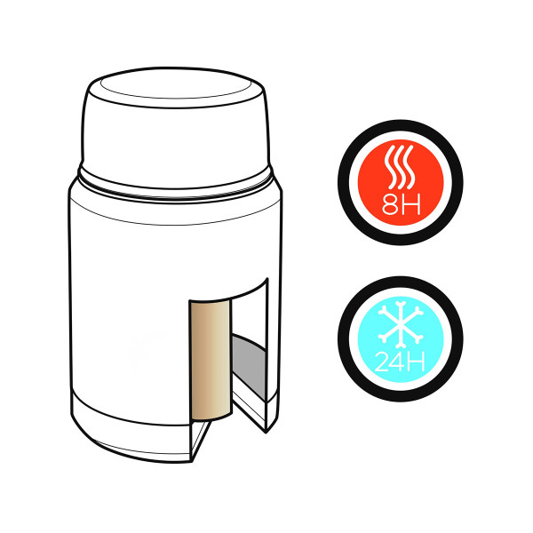 Vákuumcsomagolású ételhordó kanállal: "Dolgozz keményen. Ebédelj."