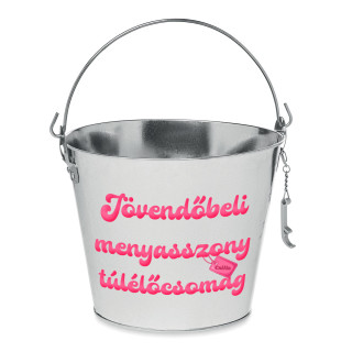 Vödör "Jövendőbeli menyasszony túlélőcsomag" a választott névvel