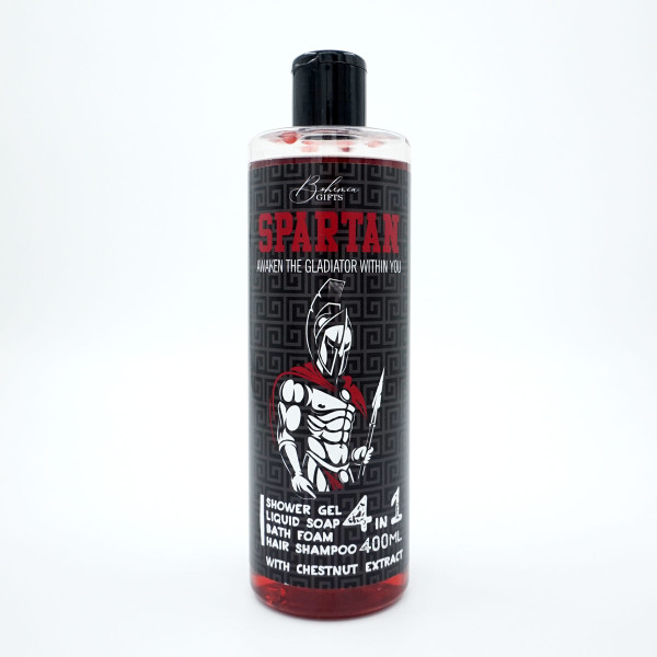 Férfi tusfürdő, sampon, hab és szappan 4 az 1-ben "Spártai" (400 ml)