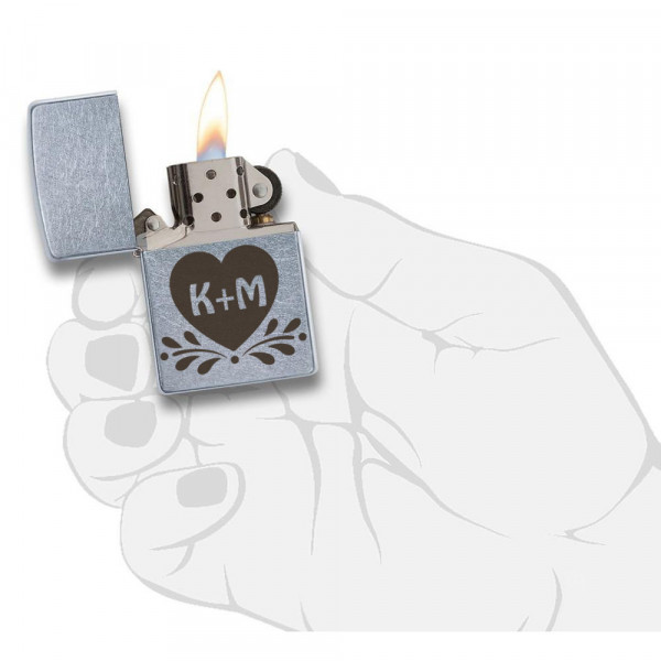 Zippo öngyújtó "Szív" választható monogramokkal